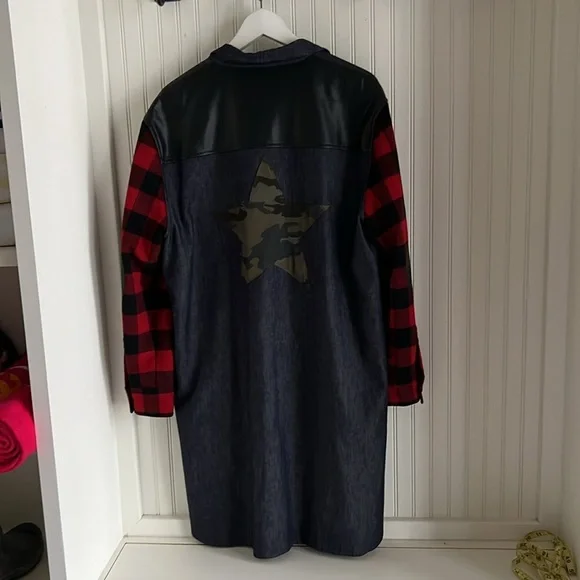 Sunshine Park Plaid, Denim and Camo Boutique Button Front Jacket - Picture 6 of 9